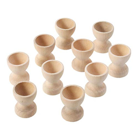 Toyvian 12PCS Wooden Egg Cup Holder Stands DIY Blank Unfinished Wooden Egg Displays for DIY Easter Decoration Toyvian