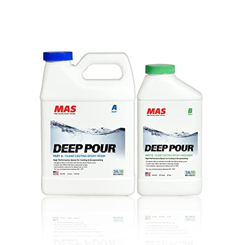 MAS Epoxies Deep Pour Epoxy Resin Kit - Crystal Clear, Slow Curing Epoxy Resin for Casting, River Tables, Encapsulating, Live Edge Slabs, Molds, MAS