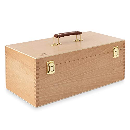7 Elements Wooden Art Supply Storage Organizer - Large Beechwood Artist Tool Box with Drawer 7 Elements