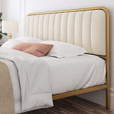 HITHOS Queen Size Upholstered Bed Frame with Button Tufted Headboard and Heavy Duty Metal Base HITHOS