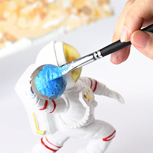 Angular Paint Brush, 9PC Oblique Tip Nylon Hair Long Handle Angled Paint Brushes Set Art Artist Professional Painting Supplies for Acrylic, golden maple