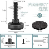 Heavy Duty Furniture Levelers, 4 Pack 3/8"-16 Threaded Leveling Feet Furniture Levelers Table Feet Adjustable Leg Levelers for Table/ LITLANDSTAR