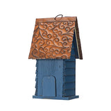 Glitzhome 12" H Retro Blue Distressed Solid Wood Cottage Birdhouse Hanging Bird House for Outdoors glitzhome