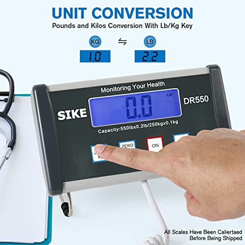 SIKE Medical Digital Floor Scale, Portable - Easy to Read Digital Display - Heavy Duty - Home, Hospital & Physician Use - Pound & Kilogram Settings - SIKE