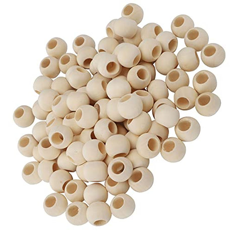 HERCHR 100Pcs Wooden Beads, Round Hole Unfinished Wood Beads for Crafts, Jewelry Making, DIY Crafting 20mm HERCHR