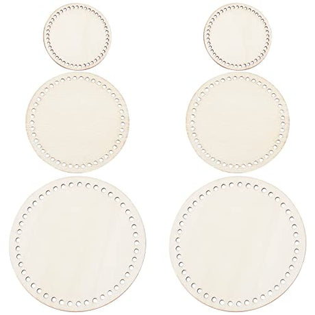 GORGECRAFT 6 Pcs 3 Sizes Mini Wooden Crochet Bag Bottom Round Shape Blank Solid Wood Crochet Basket Bases Supplies for DIY Basket Weaving Craft GORGECRAFT