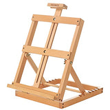 MEEDEN Heavy-Duty Tabletop Studio H-Frame Wooden Easel- Solid Beech Wood Adjustable Artists Desktop Wood Easel Table for Artist, Beginners & Teens- MEEDEN