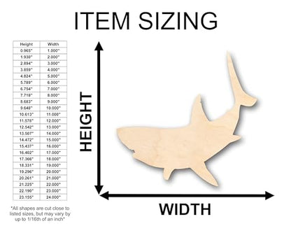 Unfinished Wood Great White Shark Shape - Craft - up to 36" DIY 14" / 3/4" - WoodArtSupply