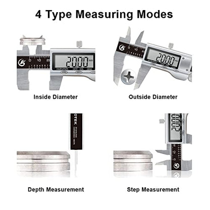 KETOTEK Digital Caliper 6 Inch Measuring Tool, Stainless Steel Electronic Vernier Calipers, Digital Micrometer with Large LCD Screen, inch/Metric - WoodArtSupply