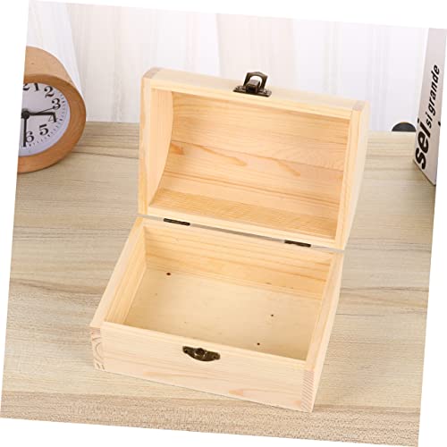 DECHOUS 2pcs Treasure Chest Unfinished Jewelry Case Wooden Jewelry Container Wooden Jewelry Case Wood Jewelry Chest Unfinished Pine Wood Desk Topper DECHOUS