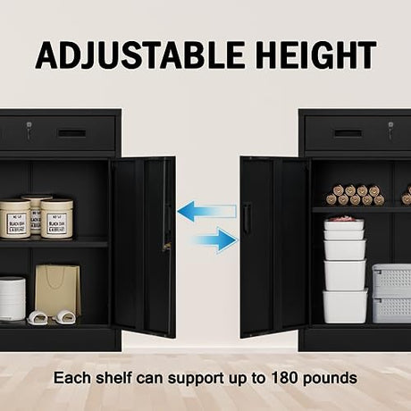 TaskStorz Metal Garage Storage Cabinets，Metal File Cabinet with 1 Locking Drawers, Lockable Storage Cabinets for Office, Home, Garage, Warehouse TaskStorz