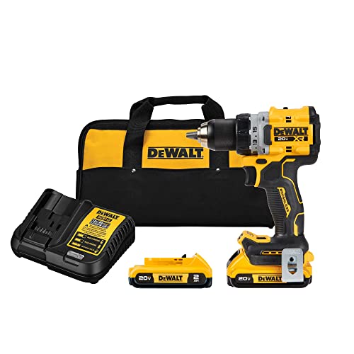 DEWALT 20V MAX XR Cordless Drill / Driver Kit, Brushless, Compact, with 2 Batteries and Charger (DCD800D2) DEWALT