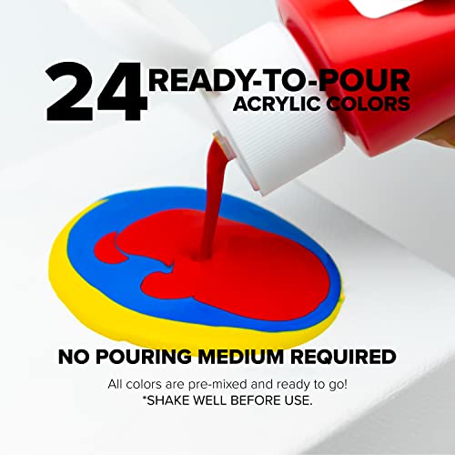 GenCrafts Acrylic Pouring Paint 24 Colors Pre-Mixed High Flow - Ready to Pour - 2 oz. Bottles - Vibrant Paints for Multi-Surface (Classic 24 x 60ml GenCrafts