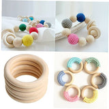 VOSAREA 20 Pcs Unfinished Wooden Rings Wood Craft Pendant Ring Unfinished Smooth Wooden Ring Wooden Rings for Macrame Wooden Circle Crib Toys Curtain VOSAREA