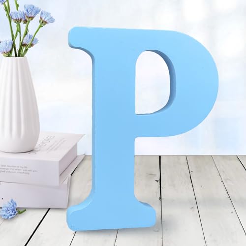 AOCEAN 6 Inch Blue Wood Letters Unfinished Wood Letters for Wall Decor Decorative Standing Letters Slices Sign Board Decoration for Craft Home Party - WoodArtSupply