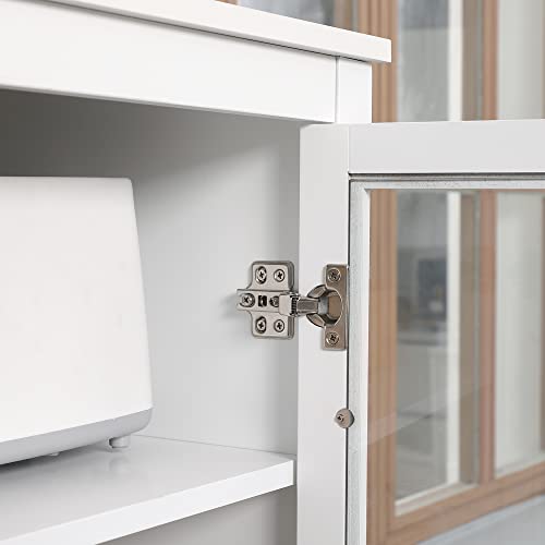 HOMCOM Freestanding Kitchen Pantry, 5-Tier Storage Display Cabinet, Curio Cabinet with Adjustable Shelves and 2 Glass Doors for Living Room, Dining HOMCOM