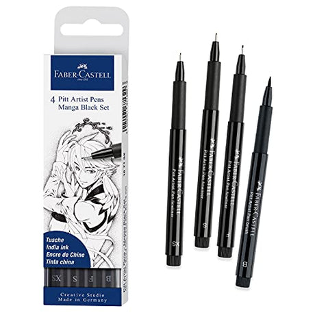 Faber-Castell PITT Artist Pen Manga Drawing Set 167132, Black Faber-Castell