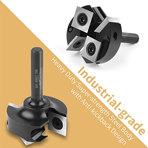 BINSTAK CNC Spoilboard Surfacing Router Bit 1/4" Shank, Slab Flattening Router Bit with 1-3/8" Cutting Diameter, 2+2 Flutes Insert Carbide Wood BINSTAK