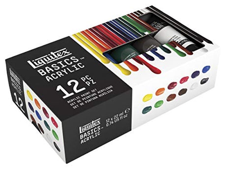 Liquitex 2023469 0.74 oz Tubes Basics Acrylic Paint Set44; Assorted Color - Set of 12 Liquitex