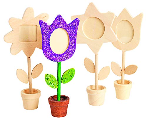 Colorations Wooden Flower Pot Picture Frames, Great Craft Project for Kids, Create a Keepsake, 12 Frames, Ideal Mothers Day or Fathers Day Gift, Colorations