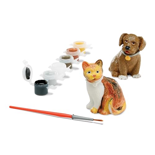 Melissa & Doug Created by Me! Pet Figurines Craft Kit (Resin Dog and Cat, 6 Paints, Paintbrush) - WoodArtSupply