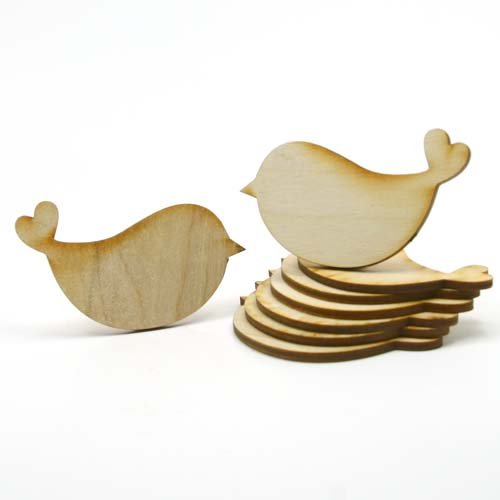 Mylittlewoodshop Pkg of 6 - Love Bird - 3 inches by 2 inches and 1/8 inch Thick Unfinished Wood (LC-BIRD01-6) - WoodArtSupply