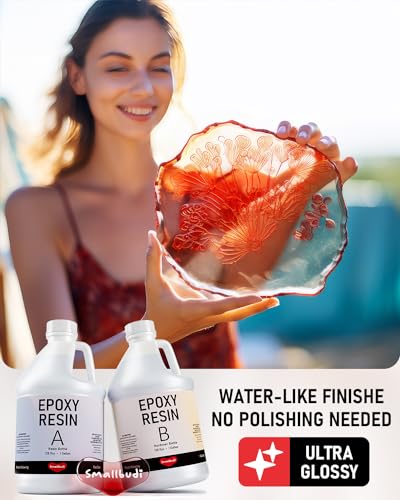 Smallbudi 2 Gallon Epoxy Resin Kit for Beginners, Resin Kit with 36 Mica Powder, Foil Flakes, Measuring Cups, Sticks-Resin Epoxy for Casting, Smallbudi