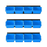 Ultrawall 12 PCS Bins & 3 Rails, Plastic Hanging Storage Organizer Bins, Wall mounted Garage Tool Storage Systerm, 12x bins(6.3inch X 3.2inch X Ultrawall