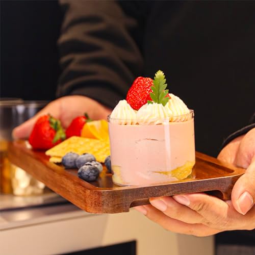 Wood Serving Tray Wooden Platter - 14x6 inch Rustic Wood Party Platters Kitchen Platter Shallow Tray Wooden Narrow Tray With Lip Wood Serving Platter NICEPRING