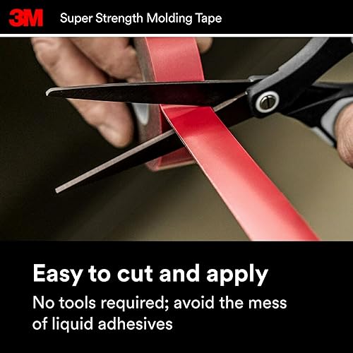3M Super-Strength Molding Tape, 1/2 in x 15 ft, High Strength Double-Sided Adhesive, Permanently Attaches Side Moldings, Trim and Emblems to Interior 3M