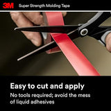 3M Super-Strength Molding Tape, 1/2 in x 15 ft, High Strength Double-Sided Adhesive, Permanently Attaches Side Moldings, Trim and Emblems to Interior 3M