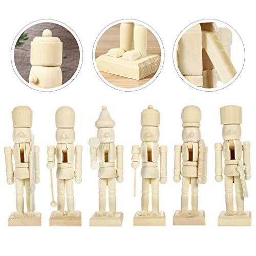 SOIMISS Christmas Wooden Unfinished Nutcracker Figurines 12pcs Blank Unpainted Nutcracker Puppet Mini Soldier Nutcracker Figures for DIY Crafts SOIMISS