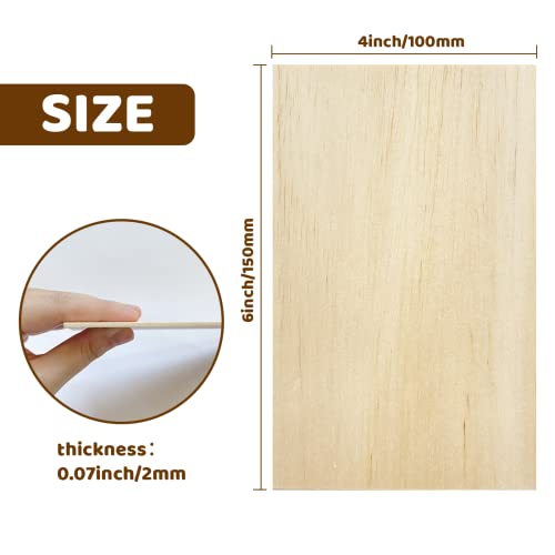MUXGOA 20 Pcs Wood Sheets,Unfinished Balsa Wood Sheets for Crafts DIY Wood Sheets Thin Wood Sheets for Wooden DIY Ornaments,Scrabble Tiles,House MUXGOA