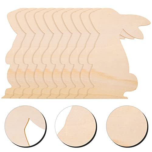 ABOOFAN 10Pcs Large Easter Bunny Wood Cutouts Unfinished Wooden Bunny Slices Blank Wood Rabbit Ornament for Painting Spring Decor Easter Party DIY ABOOFAN