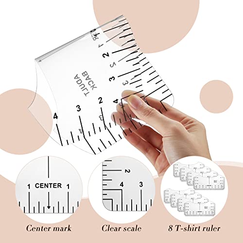 Leumoi 18 Pieces Teflon Sheets for Heat Press 12 x 16 Inch, T Shirt Alignment Ruler and Heat Resistant Tape 0.4 Inch x 36 yd and PVC Tape Measure Set Leumoi