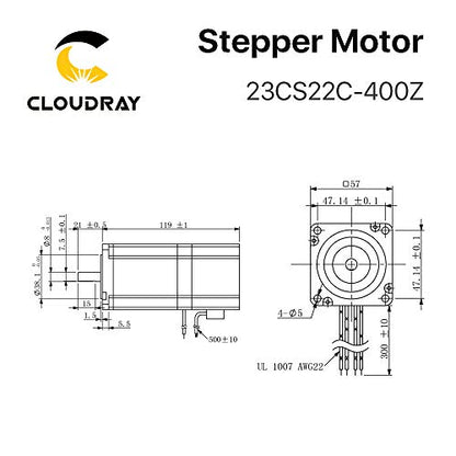 Cloudray Nema 23 CNC Stepper Motor 23CS22C-400Z 1.8 Degree 4.0A 2.2N.m Body 119mm for DIY CNC Machine - WoodArtSupply