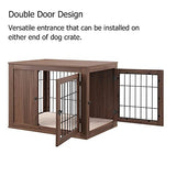 unipaws Furniture Style Dog Crate End Table with Cushion, Wooden Wire Pet Kennels with Double Doors, Medium Dog House Indoor Use (Walnut, Medium) unipaws