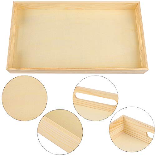 Aodaer 7 Pieces Wooden Nested Serving Trays Rectangular Shape Wood Trays Serving Trays with Handles for Kitchen Party Dinner Snacks Aodaer