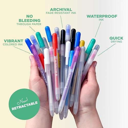 Sakura Gelly Roll Retractable Gel Pens Colored - Opaque Color Set - Medium Point Ink Pen for Journaling, Art, or Drawing - Colored Gel Pens with White