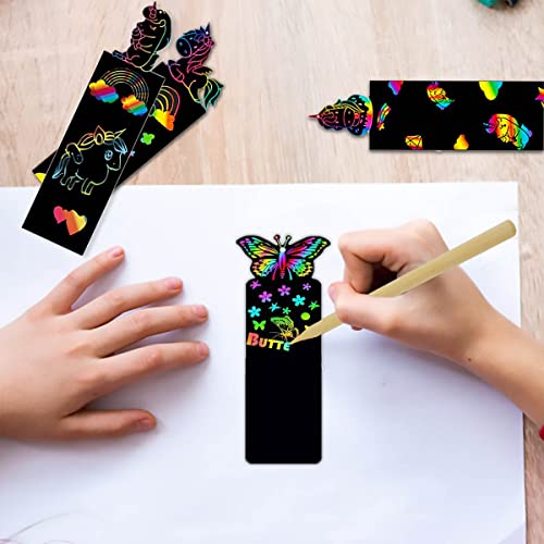 Scratch Paper Art Set for Kids 36PCS Scratch Paper Bookmarks Magic Scratch Bookmarks for Crafts Gift Christmas Supplies Rainbow Scratch Diy Craft Kit yuntop