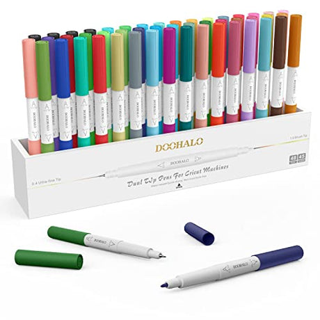 DOOHALO Dual Tip Fine Point Pens for Cricut Maker 3/Maker/Explore 3/Air 2 Markers Pens with 0.4/1.0 Tip 36 Packs per Set for Writing Drawing Coloring DOOHALO