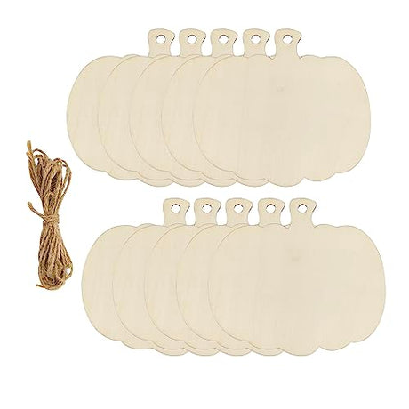 16 Pack Wood Pumpkin Cutouts Unfinished Wooden Pumpkin Hanging Ornaments DIY Pumpkin Craft Gift Tags for Thanksgiving Christmas Home Party Decoration Xonzmmk