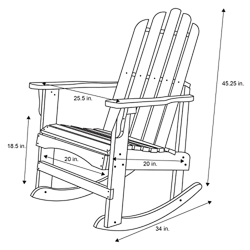 Shine Company 4698N Marina Adirondack Porch Rocker | Indoor/Outdoor Wood Rocking Chair – Natural - WoodArtSupply