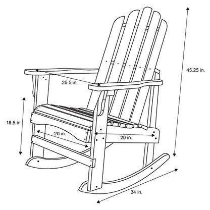 Shine Company 4698N Marina Adirondack Porch Rocker | Indoor/Outdoor Wood Rocking Chair – Natural - WoodArtSupply