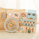 Wooden Busy Board Montessori Toys Steering Wheel for Toddlers, Car Driving Toddler Busy Board Wooden Sensory Toys for Kids 3+ Years Old Preschool WOODEN TEETHER