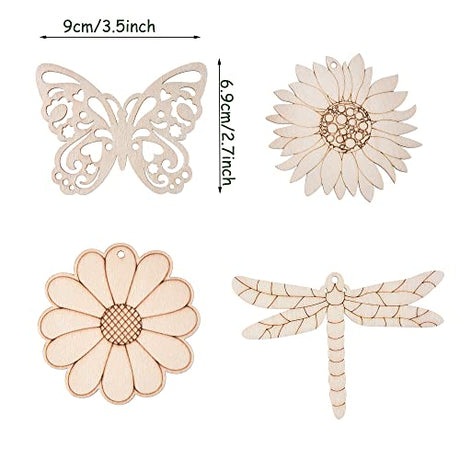 48PCS Unfinished Wood Insect Cutouts with Sling Hole,Butterfly Wooden Blank Paint Crafts for Kids Painting DIY Crafts Home Decoration Craft Project QDXATIVP
