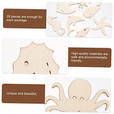 CORHAD 28Pcs Doodle Marine Wood Chips Unfinished Wood Cutout Shapes Wood Seahorse Cutout Wood Nautical Cutout mariposas decorativas para pared Wood CORHAD