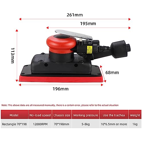 2-3/4" x 8" Dust-free Air Orbital Sander, 70 mm x 198 mm 1/8 in Orbit, 10,000 Max OPM Dust Bag Style with Extra Hook-Loop Pad and 15pcs - WoodArtSupply