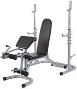 BalanceFrom RS 60 Multifunctional Workout Station Adjustable Olympic Workout Bench with Squat Rack, Leg Extension, Preacher Curl, and Weight Storage, BalanceFrom