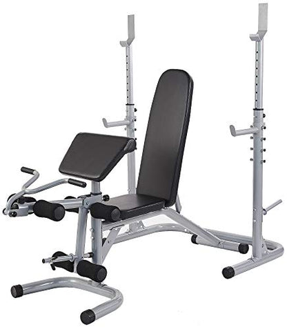 BalanceFrom RS 60 Multifunctional Workout Station Adjustable Olympic Workout Bench with Squat Rack, Leg Extension, Preacher Curl, and Weight Storage, - WoodArtSupply